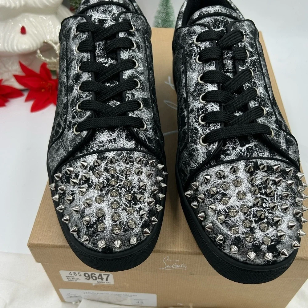 Men's Christian Louboutin, Louis Jr, orloto storm print Leather sneakers size 45